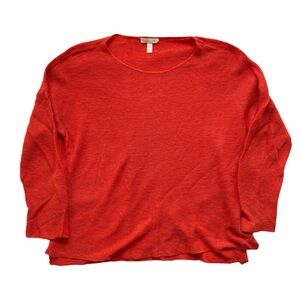 Eileen Fisher Scoop Neck Orange Linen Sweater XS